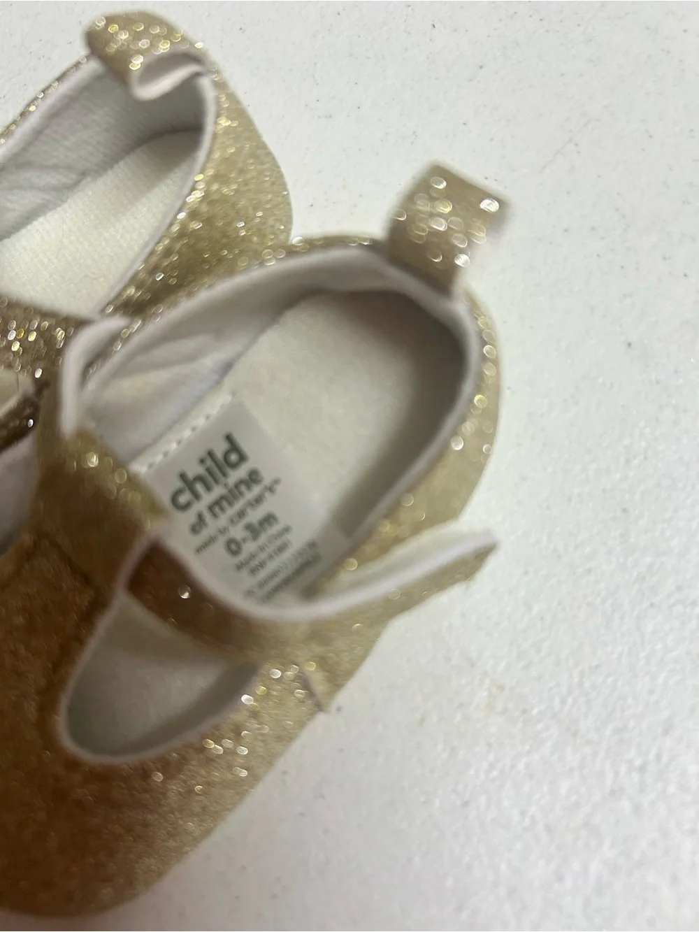 child of mine Gold Glitter T-Strap Mary Jane Baby Shoes